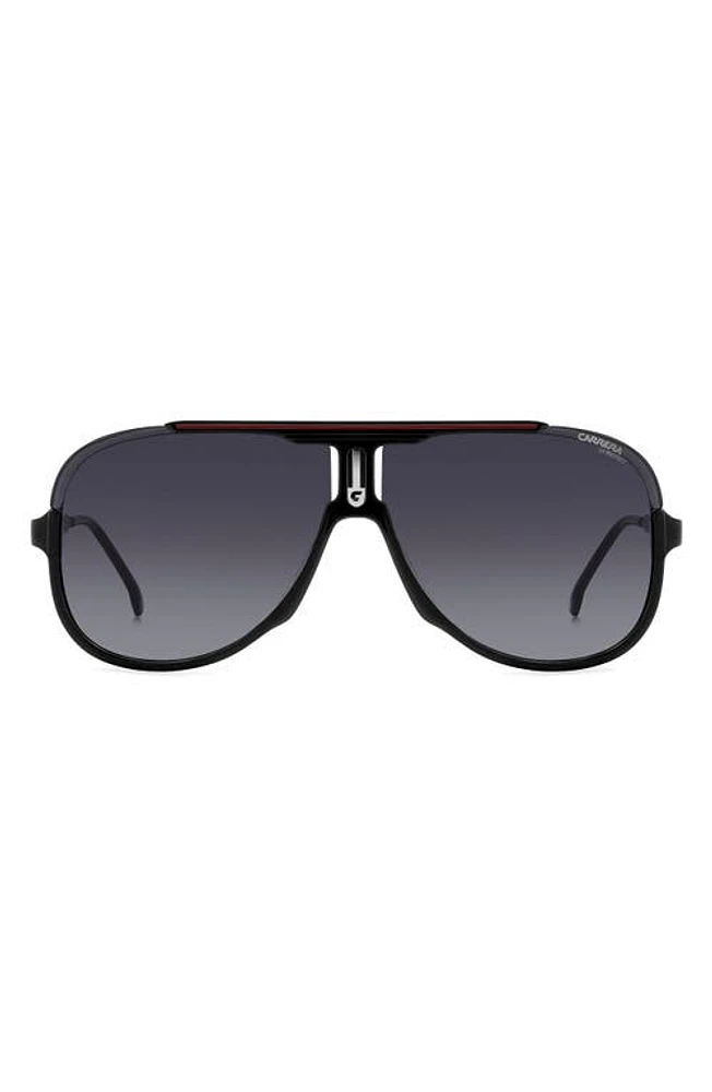 Carrera Eyewear 64mm Oversize Aviator Sunglasses in Black Red/Grey Shaded at Nordstrom