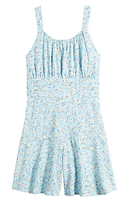 Ava & Yelly Kids' Emma Cascade Floral Romper Blue at Nordstrom,