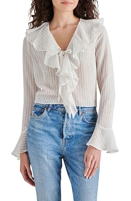 Steve Madden Bay Stripe Ruffle Top Ivory at Nordstrom,