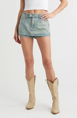 Free People Galivanting Denim Skort Coco Blue at Nordstrom,