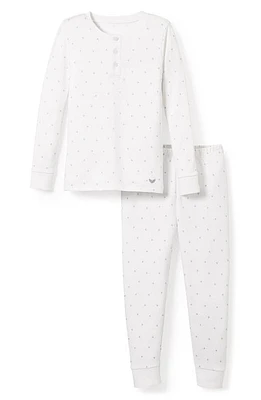 Petite Plume Kids' Grey Stars Fitted Two-Piece Pajamas White at Nordstrom,