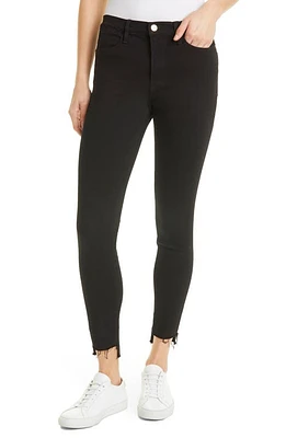 FRAME Le High Skinny Ripped Raw Hem Ankle Jeans Film Noir at Nordstrom,