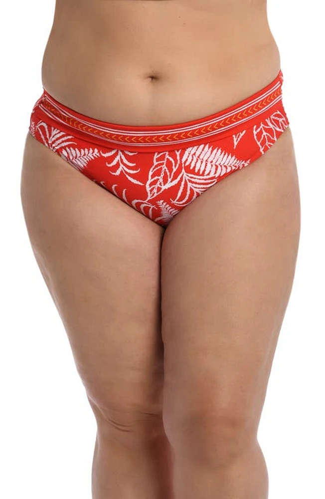 La Blanca Tapestry Shirred Banded Hipster Bikini Bottoms Cherry at Nordstrom,