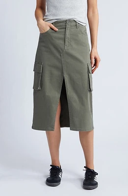 1822 Denim Stretch Cotton Cargo Midi Skirt Kasey at Nordstrom,