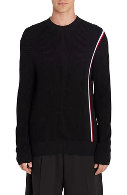 Moncler Stripe Waffle Knit Sweater in Black at Nordstrom, Size Small