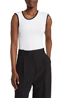 Sophie Rue Birdy Ribbed Asymmetrical Bodysuit White Black at Nordstrom,