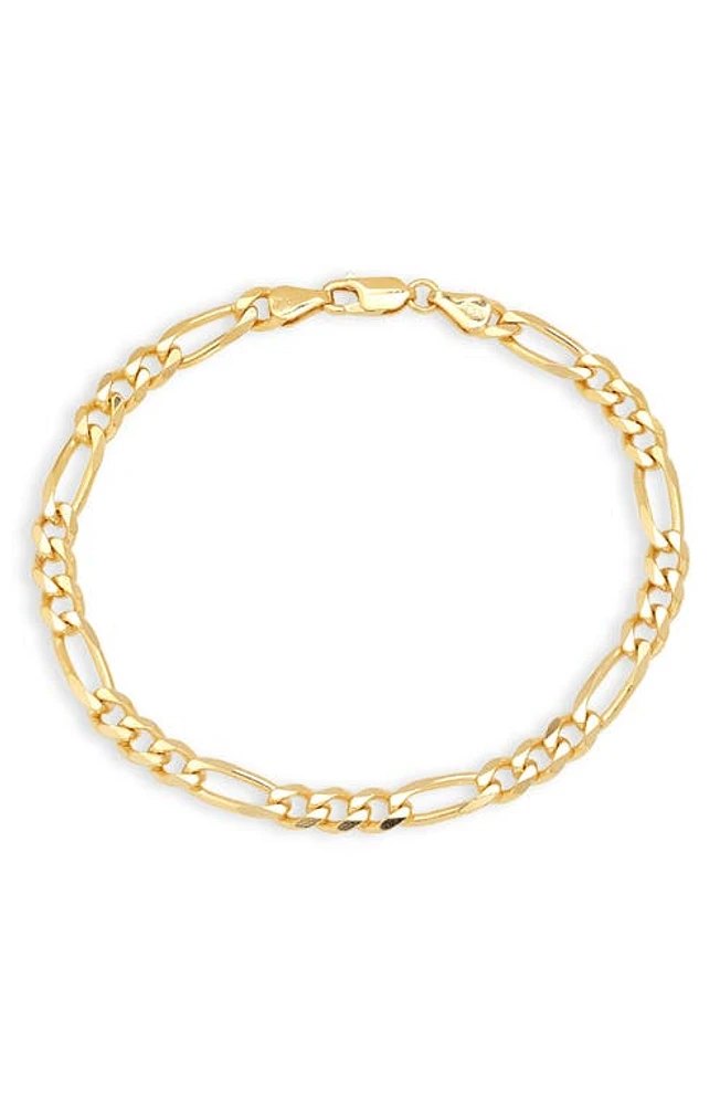 Argento Vivo Sterling Silver Men's Figaro Chain Bracelet in Gold at Nordstrom, Size 8.5