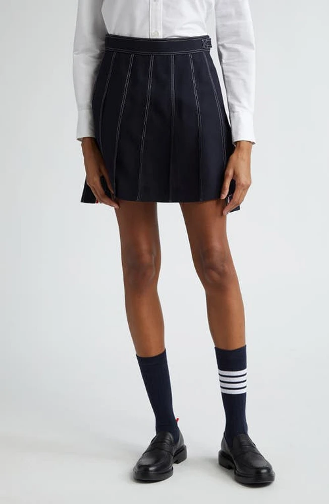 Thom Browne Drop Back Wool Skirt Navy at Nordstrom, Us