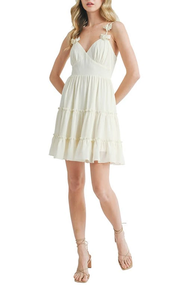 All Favor 3D Flower Strap Minidress Cream at Nordstrom,