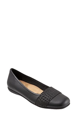 Trotters Samantha Flat Black Crocodile Leather at Nordstrom,