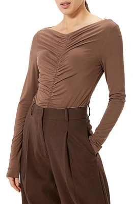 Sophie Rue Leandre Ruched Long Sleeve Top Brown at Nordstrom,