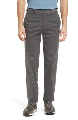 Berle Charleston Khakis Flat Front Brushed Stretch Twill Pants Grey at Nordstrom,