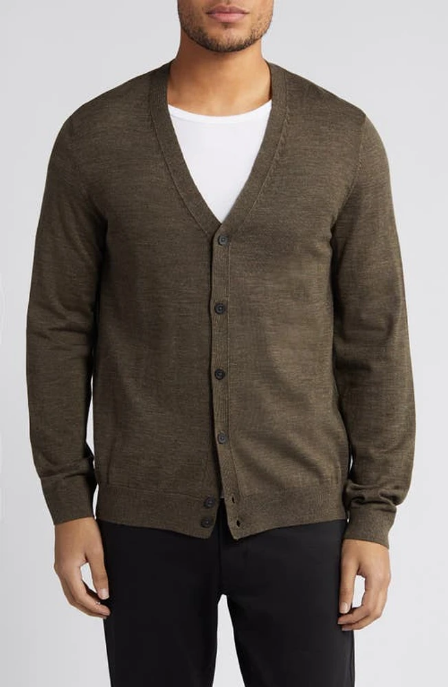 BOSS Mardon Virgin Wool Cardigan Open Green at Nordstrom,