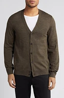 BOSS Mardon Virgin Wool Cardigan Open Green at Nordstrom,