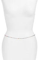 VIDAKUSH Rainbow Crystal Station Belly Chain in Silver at Nordstrom