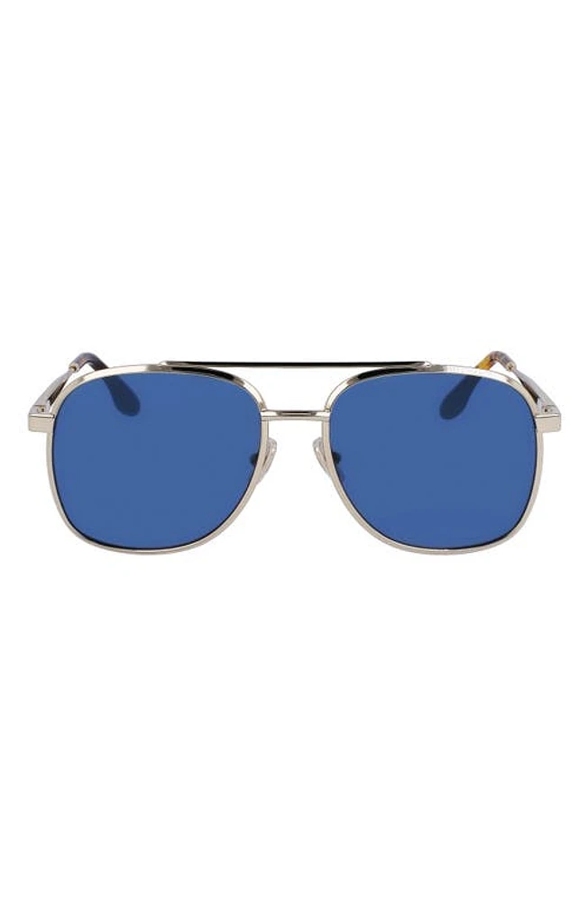 Victoria Beckham 58mm Navigator Sunglasses in Silver/Blue at Nordstrom