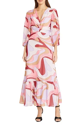 DONNA MORGAN FOR MAGGY Balloon Sleeve Maxi Dress Pink Multi at Nordstrom,