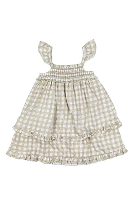 L'Ovedbaby Smocked Slub Organic Cotton Jersey Dress Stone Gingham at Nordstrom,