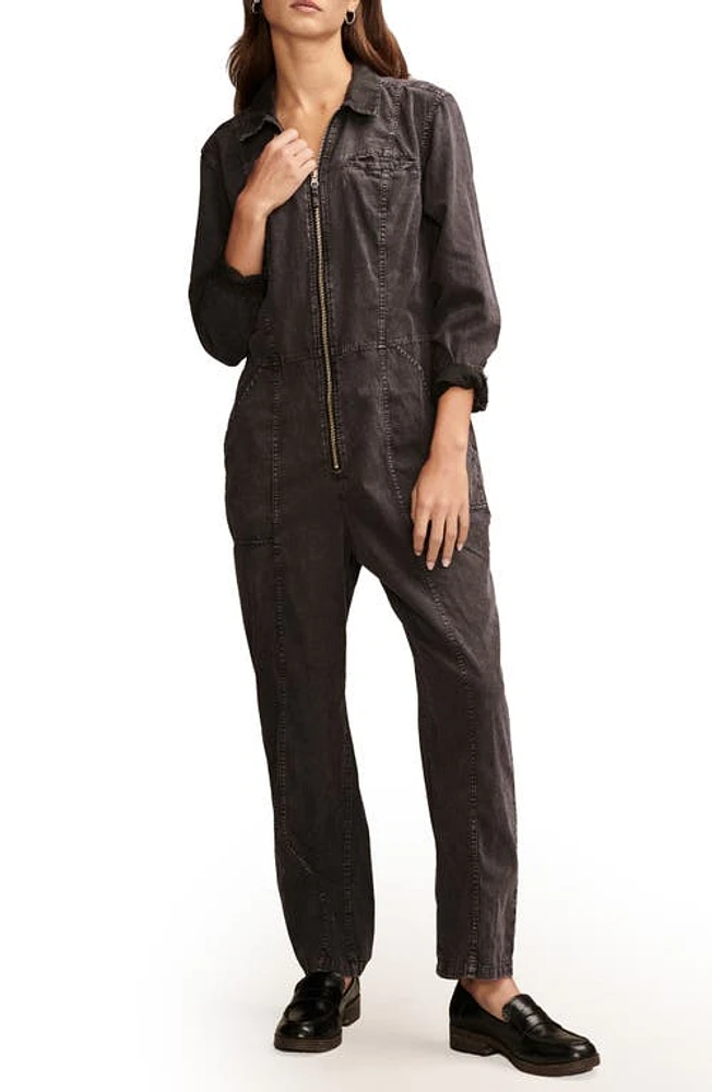 Lucky Brand Long Sleeve Denim Jumpsuit Soft Black at Nordstrom,