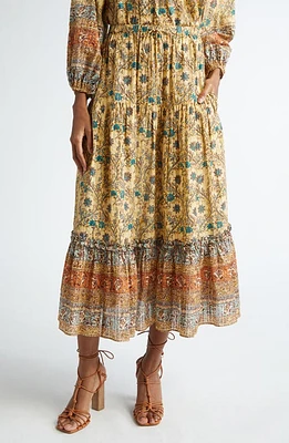 Ulla Johnson Paige Floral Cotton Blend Maxi Skirt Daylily at Nordstrom,