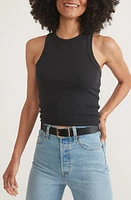 Marine Layer Lexi Sun-In High Neck Crop Rib Tank Faded Black at Nordstrom,