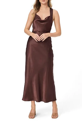 PAIGE Marcel Cowl Neck Sleeveless Silk Blend Maxi Dress Rum Raisin at Nordstrom,