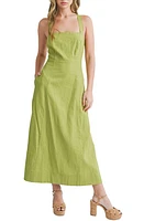 Mila Mae Linen & Cotton A-Line Dress in Green at Nordstrom, Size X-Small