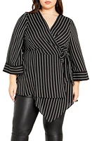 City Chic Jemma Stripe Wrap Tunic Top at