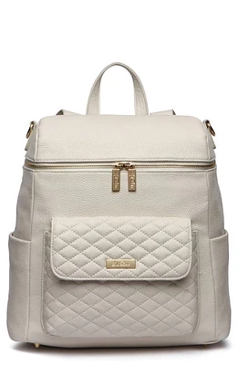 Luli Bebé Monaco Faux Leather Diaper Backpack in Pearl White at Nordstrom