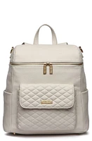 Luli Bebé Monaco Faux Leather Diaper Backpack in Pearl White at Nordstrom