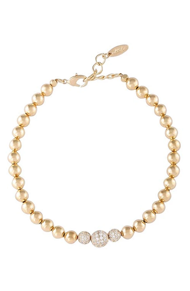 Ettika Cubic Zirconia Bead Anklet in Gold at Nordstrom