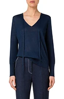 Akris punto Linen Blend Sweater in Deep Ocean at Nordstrom, Size 8