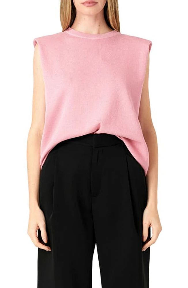 Endless Rose Glitter Power Shoulder Knit Top Pink at Nordstrom,