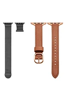 The Posh Tech Assorted 2-Pack 38mm Apple Watch Watchbands in Brown /black at Nordstrom