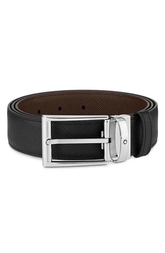 Montblanc Trapeze Reversible Leather Belt in Black/Brown at Nordstrom