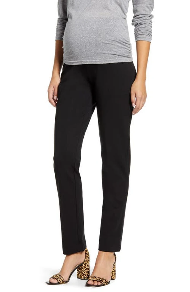 Angel Maternity Straight Leg Trousers Black at Nordstrom,