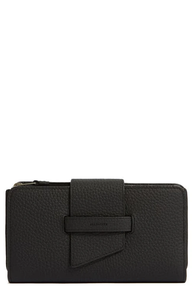 AllSaints Ray Leather Wallet in Black at Nordstrom