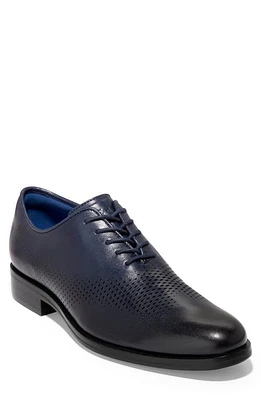 Cole Haan Washington Grand Laser Plain Toe Wholecut Shoe in Marine Blue Gra at Nordstrom, Size 13