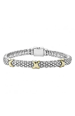 LAGOS Three Station X Two-Tone Caviar Bracelet in Silver/Gold at Nordstrom