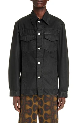 Dries Van Noten Valashe Nonstretch Denim Shirt Jacket Black at Nordstrom,