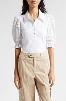 Cinq à Sept Laurel Mixed Media Woven & Rib Top White at Nordstrom,