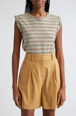 Veronica Beard Dree Stripe Muscle Tee Sage Multi at Nordstrom,