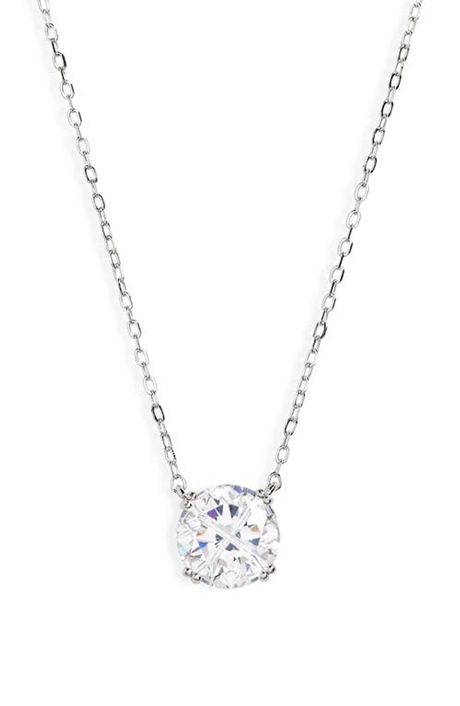 Nordstrom Round Cubic Zirconia Pendant Necklace in Platinum Plated at Nordstrom