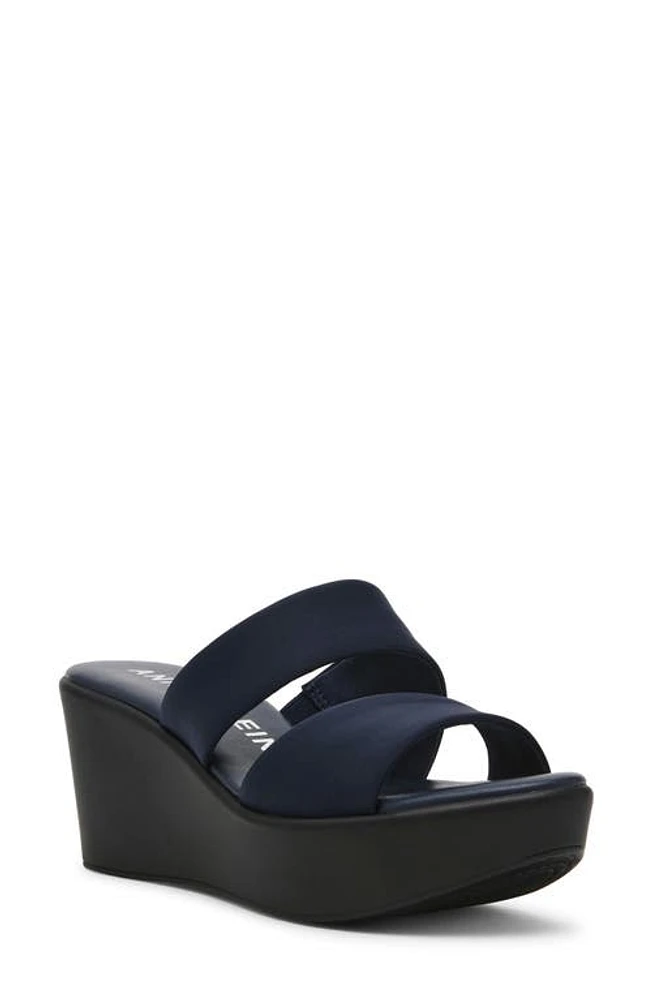 Anne Klein Palisa Platform Wedge Slide Sandal Navy at Nordstrom,