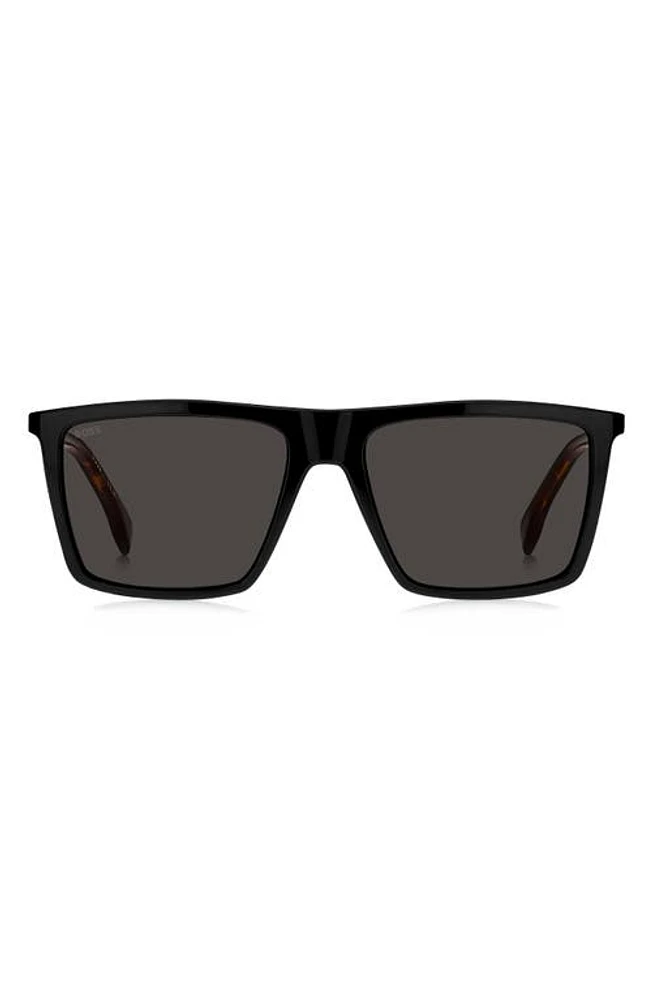 BOSS 56mm Flat Top Sunglasses in Black/Havana at Nordstrom