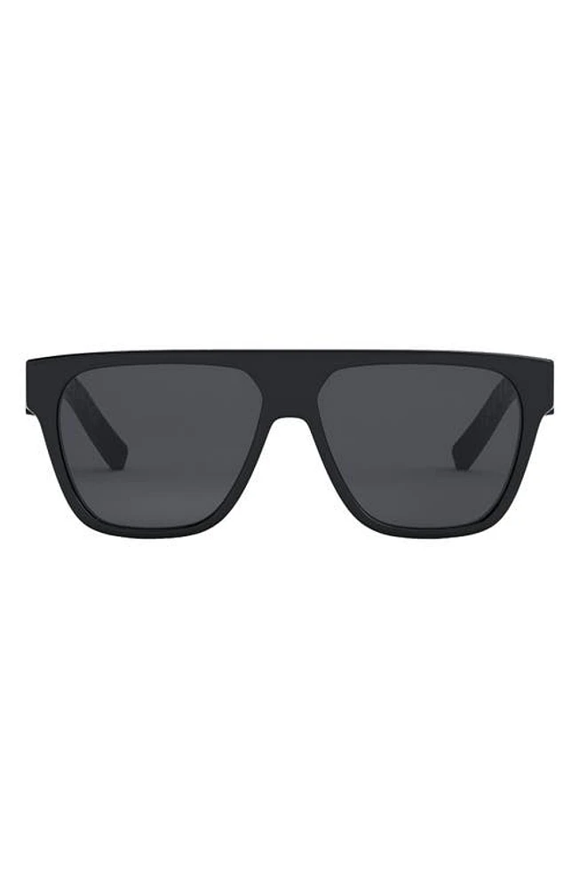 'DiorB23 S3I 57mm Geometric Sunglasses in Shiny Black /Smoke at Nordstrom