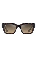 Maui Jim Kenui 53mm PolarizedPlus2 Square Sunglasses in Shiny Dark Havana/Yellow at Nordstrom