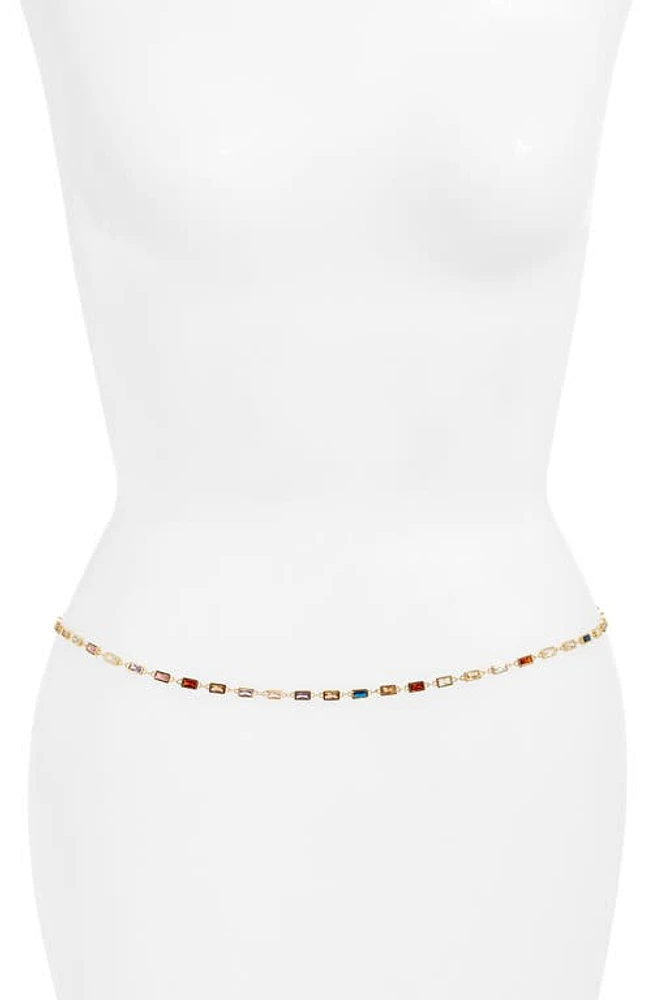 VIDAKUSH Rectangular Crystal Station Belly Chain in Multi/Gold at Nordstrom