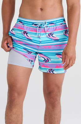 SAXX Oh Buoy Stripe 2-in-1 Hybrid Shorts Jetski Stripe- Pool at Nordstrom,