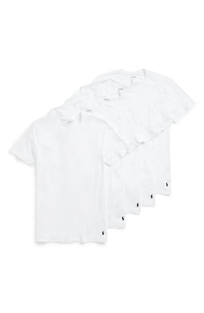 Polo Ralph Lauren 5-Pack Relaxed Fit Logo Embroidered Crewneck Undershirts White/white at Nordstrom,